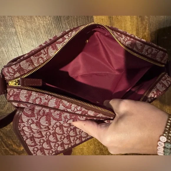 Dior Burgundy Monogram Crossbody Satchel Messenger Bag - Picture 15 of 16